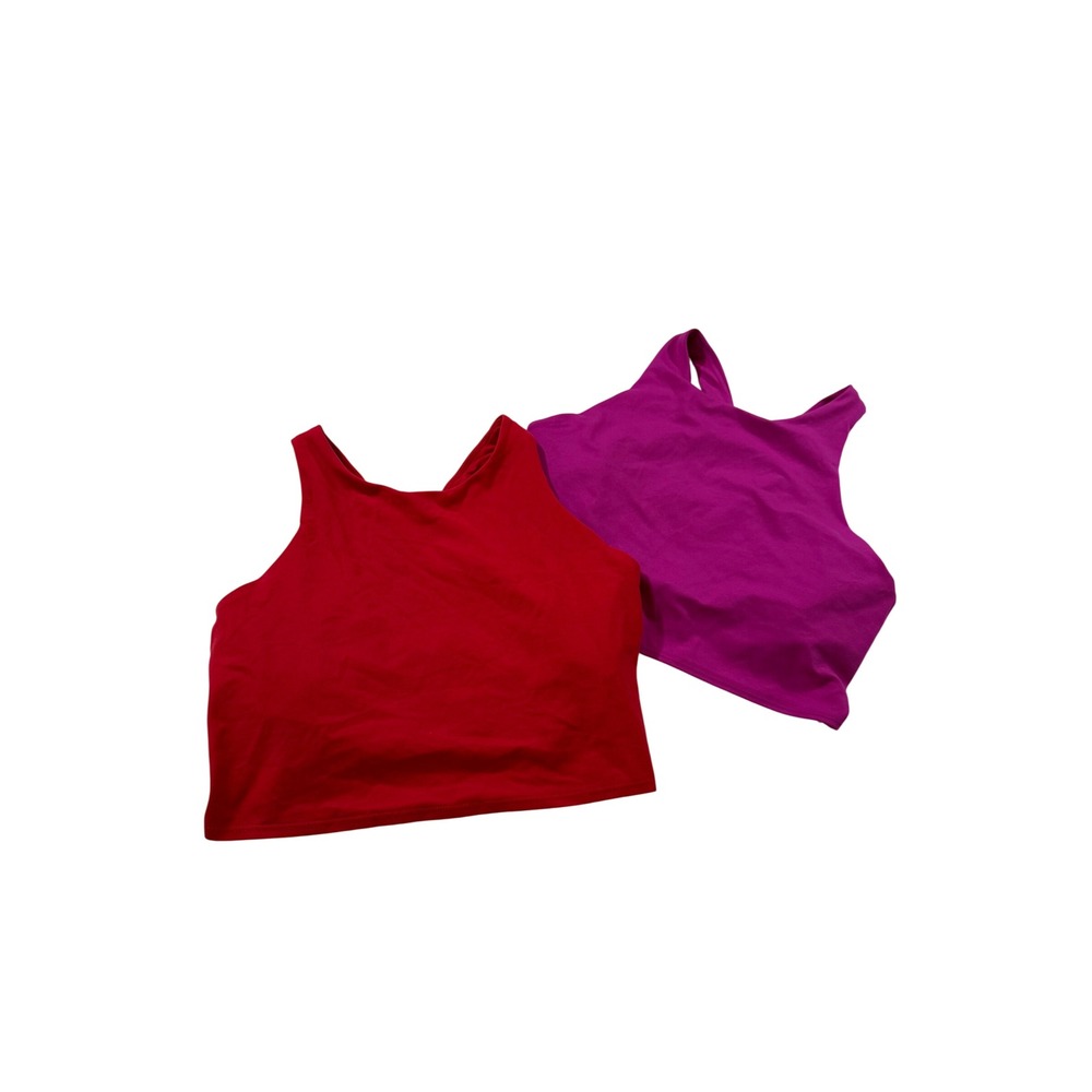 LOT OF 2 Athleta Conscious Crop Tank Top Sports Bra Racerback Athleisure Sport L